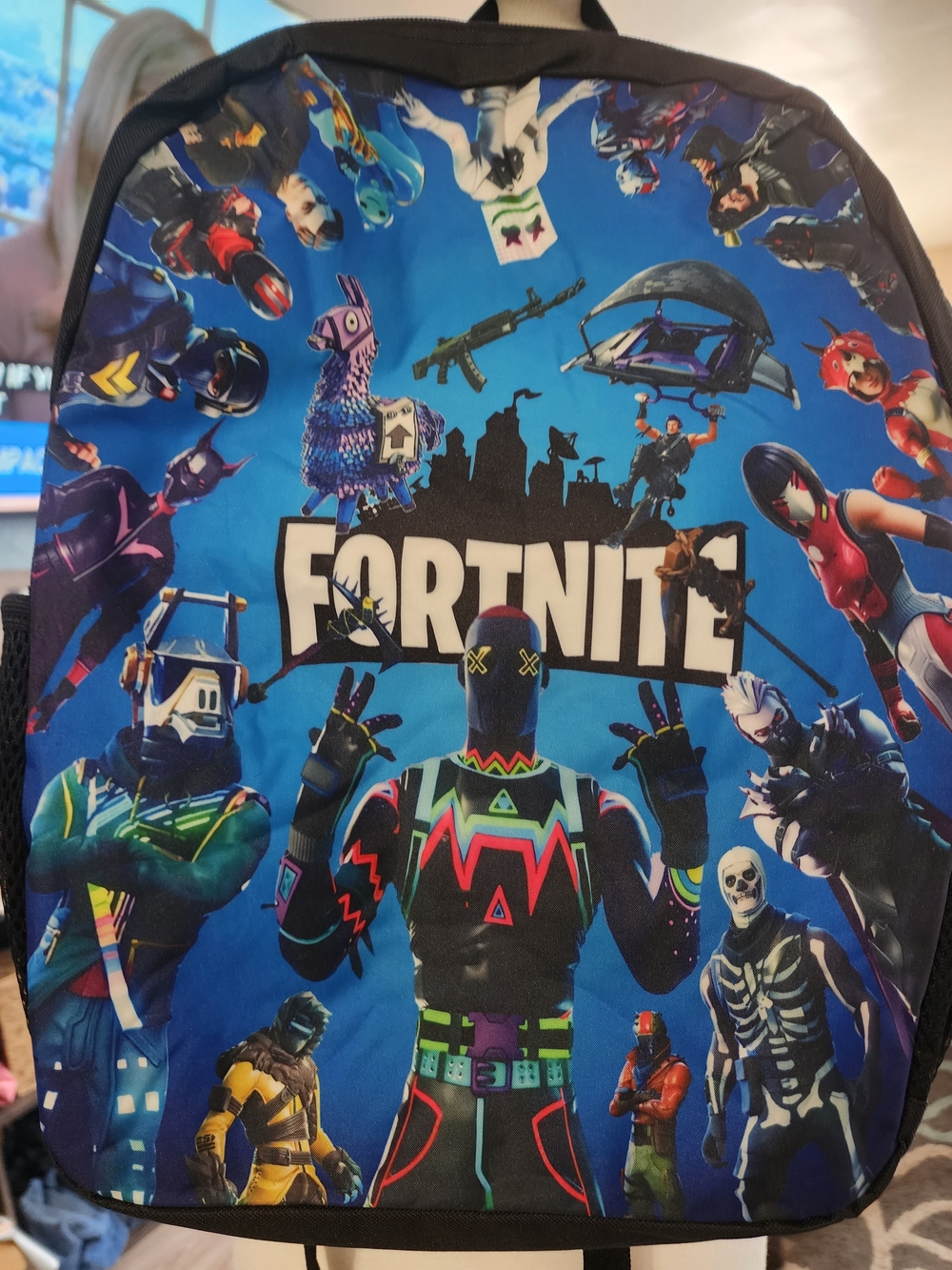 Fortnite Kids Superhero Costume Backpack - Blue Character Print New